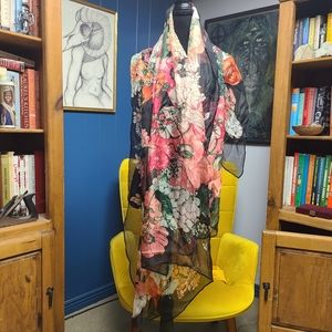 So Pretty! Floral Print Sheer Scarf